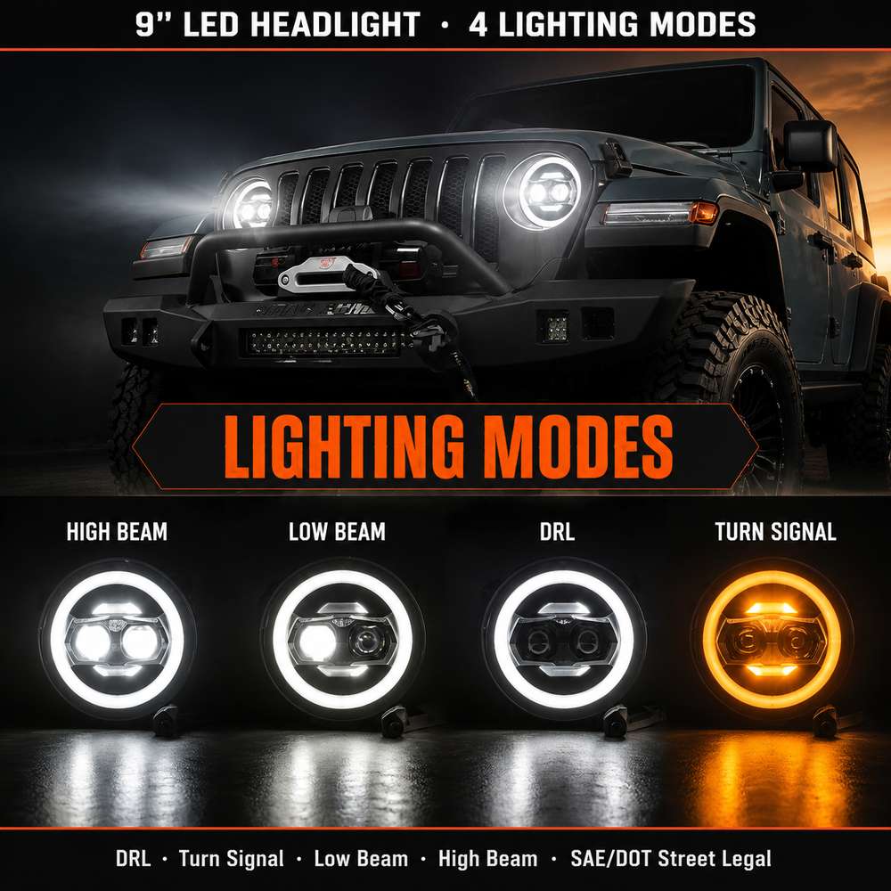 Backside view of jeep gladiator headlights showing heat dissipation design and electrical connector interface