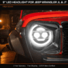 Animated mode transition demo for jeep gladiator headlights showing dynamic switching between DRL, turn signal, low beam and high beam lighting modes