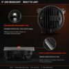 PMMA plus PC lens material close-up of jeep gladiator headlights demonstrating durable scratch-resistant polycarbonate construction
