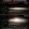 Z-shaped cutoff beam pattern demonstration of jeep gladiator headlights showing anti-glare optical design for safe night driving