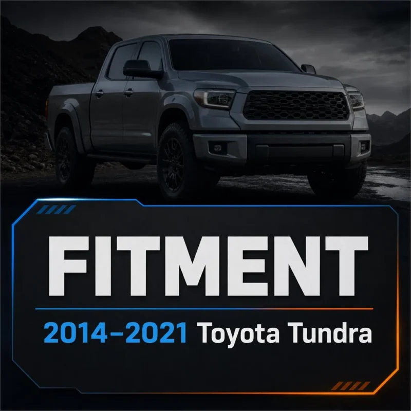 Toyota Tundra with five amber hood markers above the grille and the complete black mesh insert shown below