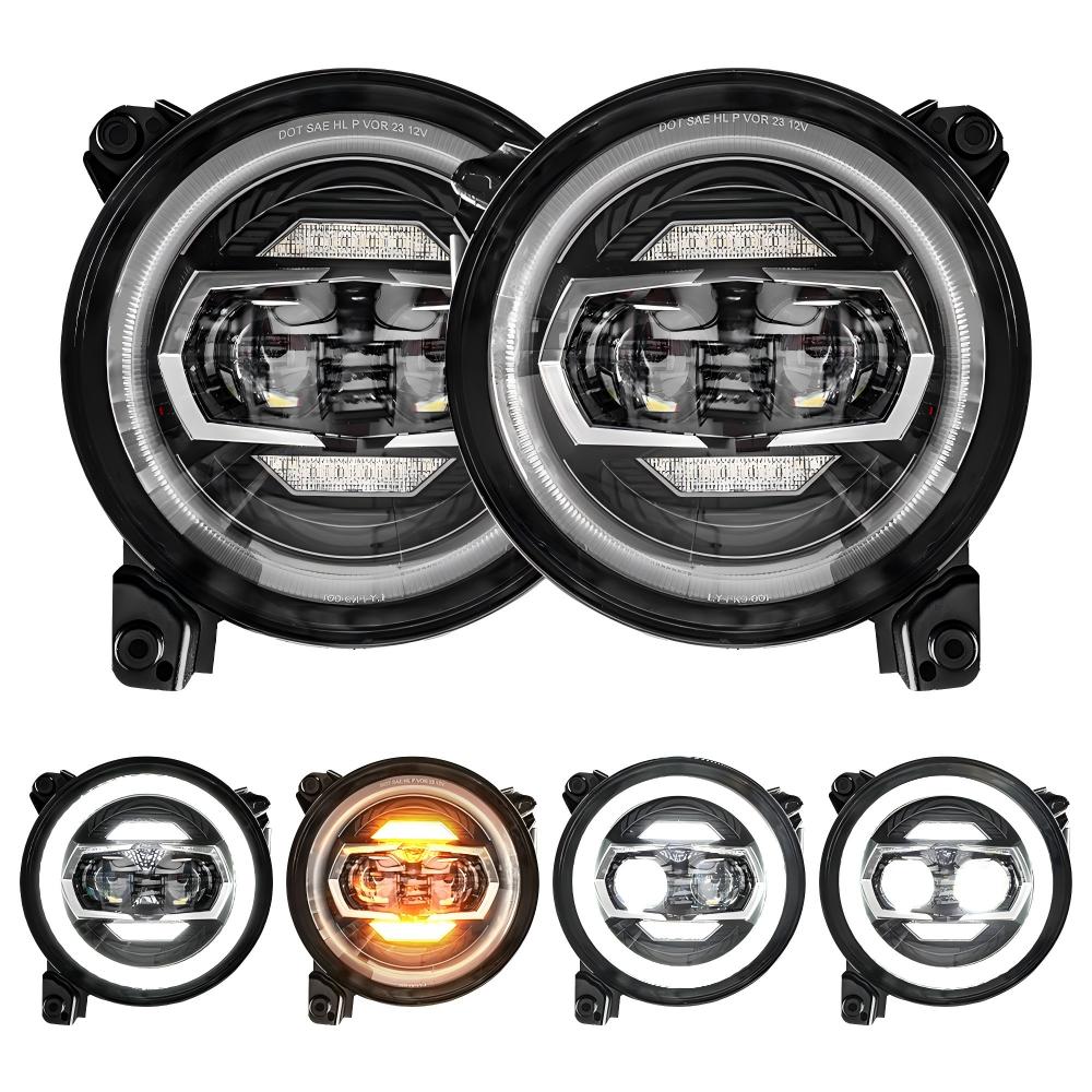 Jeep Wrangler JL headlights with DRL and turn signal dual-projector pair