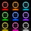 Nine-panel grid showing one projector halo headlight illuminated in red amber cyan green blue purple yellow pink and white