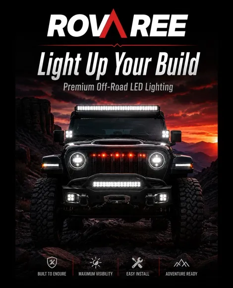 Jeep off-road LED lights with LED light bar and headlights | Rovaree