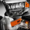 Detailed views of the Tundra headlight optics clear lens amber side marker and internal turn-signal section