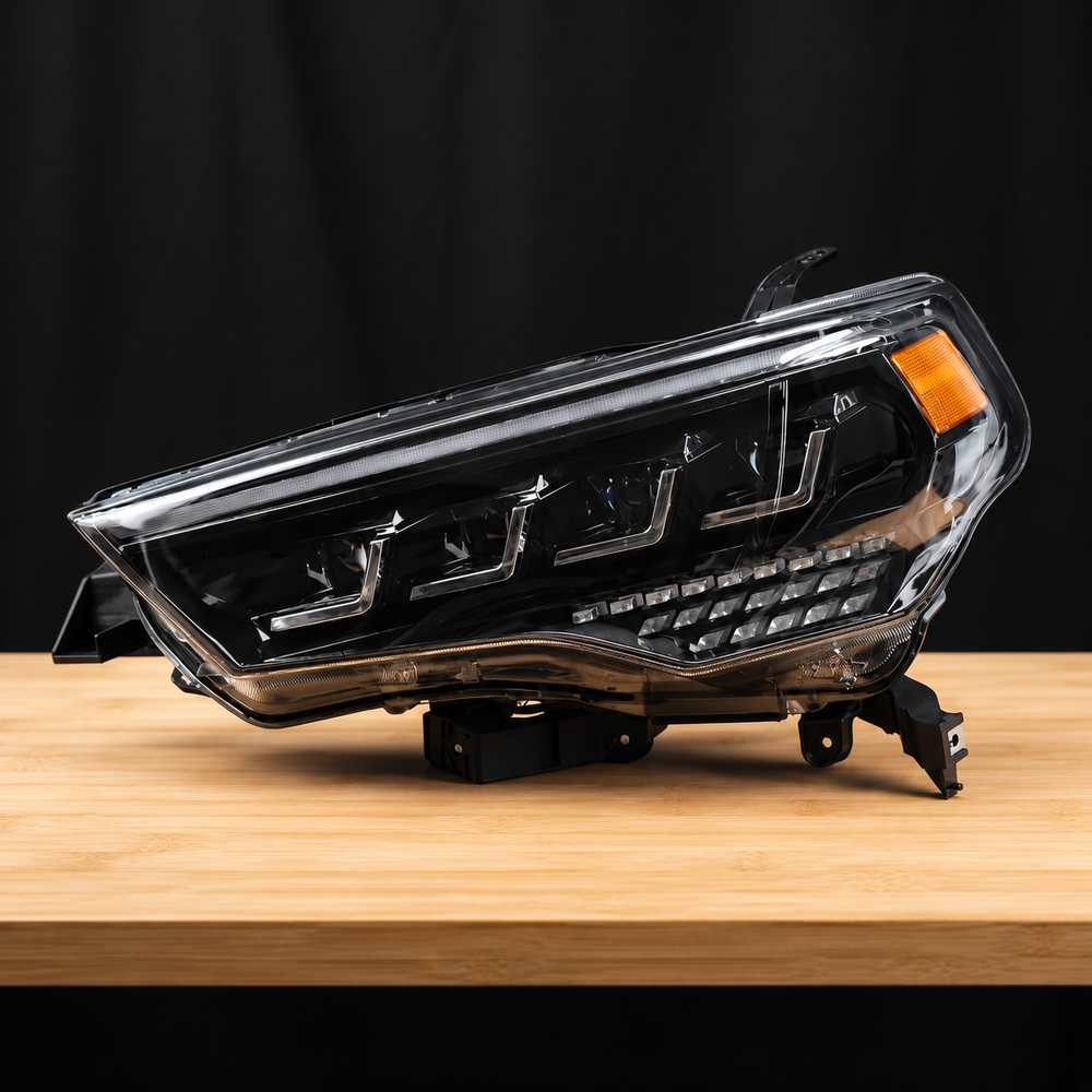 Black housing quad LED projector assembly for a 2014-2024 Toyota 4Runner.