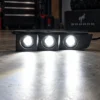 White beam output from a triple auxiliary light module for the Ford Bronco modular bumper