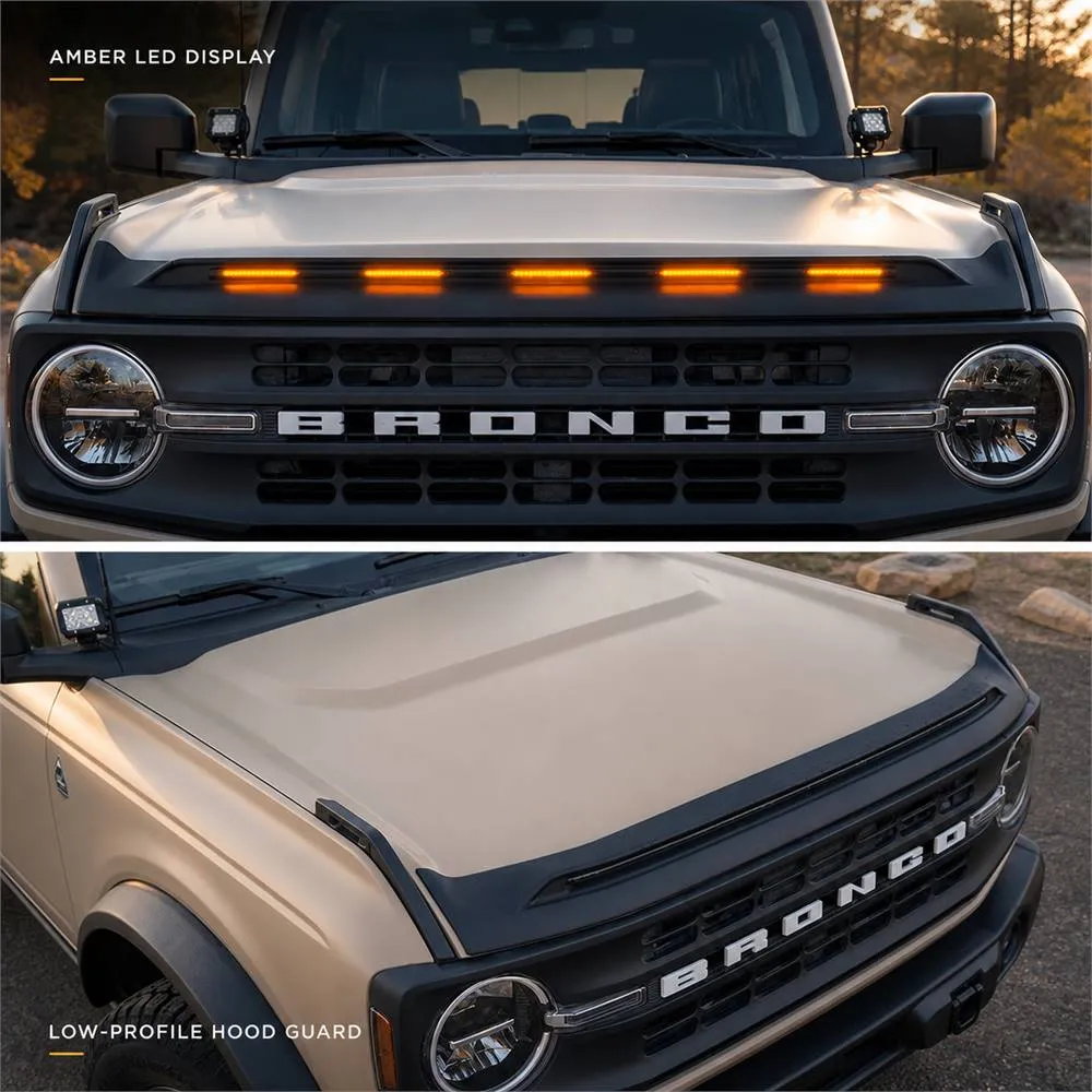 Ford Bronco hood guard with integrated amber LED running lights