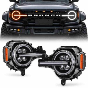Ford Bronco LED headlights with quad projector design for 2021-later models