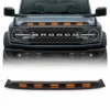 Ford Bronco hood deflector with integrated amber LED lights front view