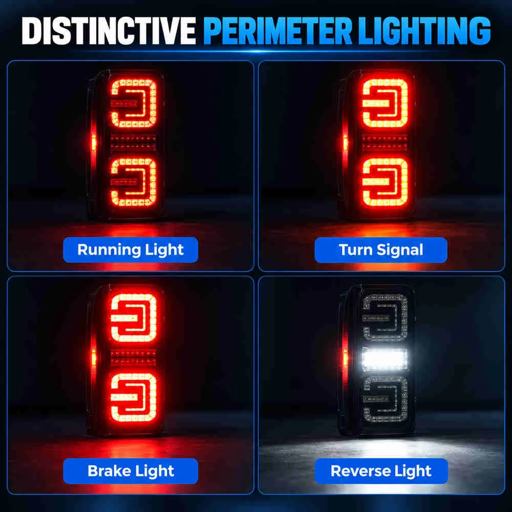 Ford Bronco LED tail lights showing running brake turn signal and reverse light functions