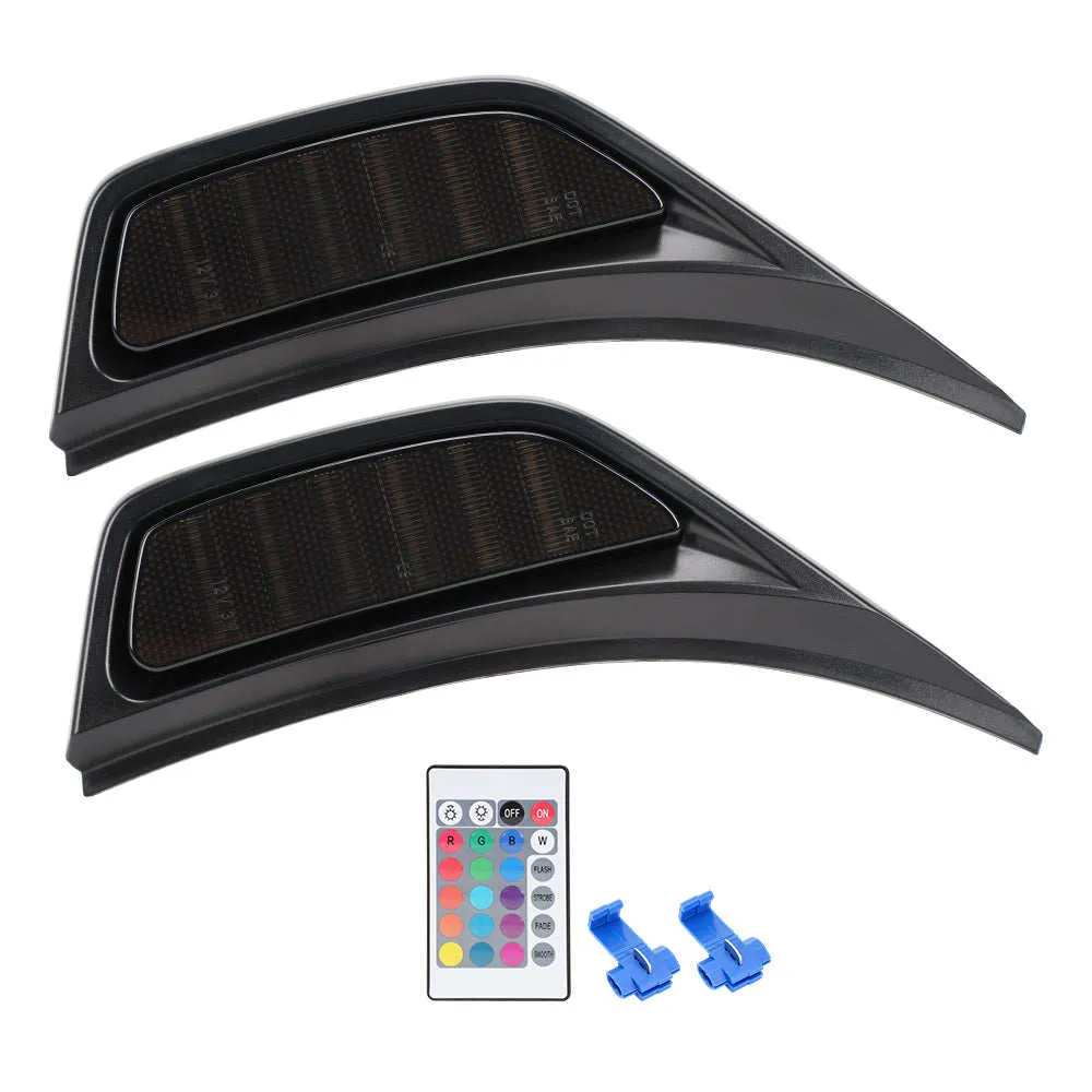 Jeep Gladiator LED fender lights kit with two vent assemblies, RF remote and wire connectors