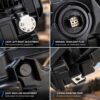 Close-up detail image of Toyota Tacoma headlight housing, highlighting original headlight plug, beam adjustment controls and secure mounting points.