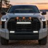 Toyota Tundra with white grille light bar and amber marker lights installed