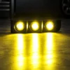 Yellow beam output from three fog lamps designed for a Ford Bronco modular front bumper